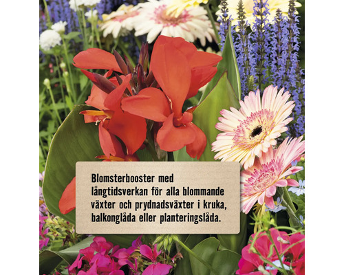 Blomsterbooster med långtidsverkan för alla blommande växter och prydnadsväxter i kruka, balkonglåda eller planteringslåda.