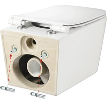 Vägghängd toalett med fästmaterial för installation