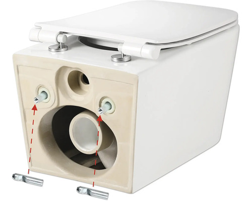 Vägghängd toalett med fästmaterial för installation