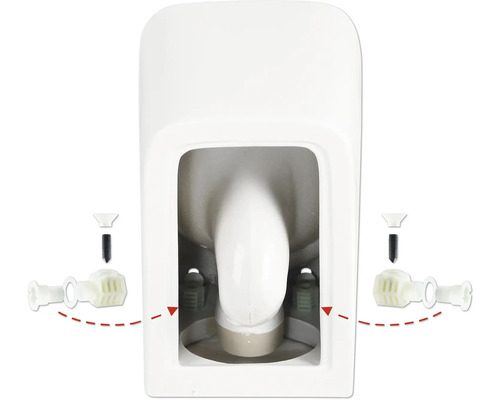 Detaljvy av toalett med fästmaterial