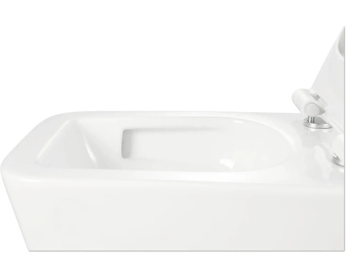 Närbild av en vit toalett