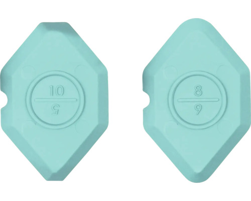 Två fogspatlar av plast med storlekarna 10/5 och 8/9