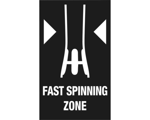 Varningssymbol för snabbt roterande zon