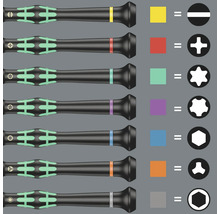Skruvmejselset med olika profiler och färgkodning