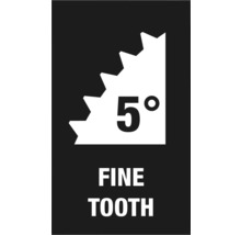 Symbol för fin tandning med en vinkel på 5 grader