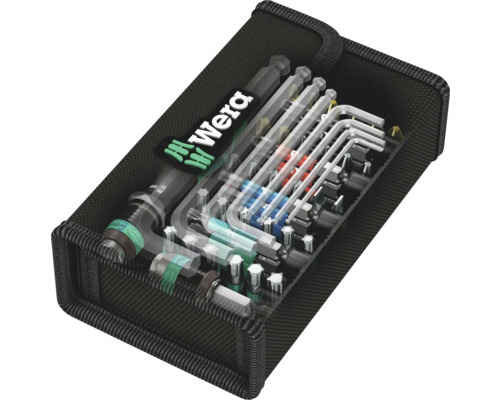 Wera Logo verktygssats med olika skruvmejslar och bits i en textilväska