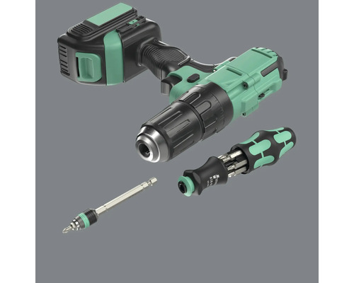 Sladdlös skruvdragare med bits och bitshållare