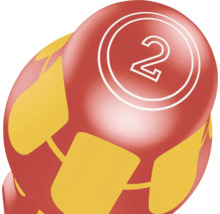 Boll med nummer 2 för tombola eller lotteri