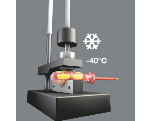 Skruvmejsel, köldslag test vid minus 40 grader Celsius.