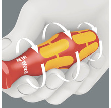 Illustration av det ergonomiska handtaget på en skruvmejsel med roterande rörelse