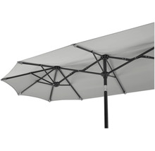 Dubbelt trädgårdsparasoll med ram och tygöverdrag