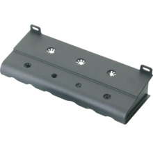 Mörkgrå ventilationssten i plast med fästflikar.