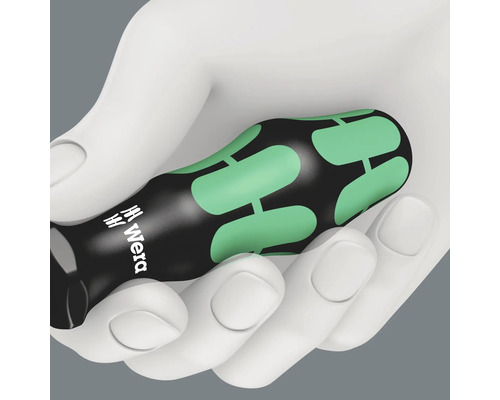 Skruvmejsel med Wera-logotyp i handen