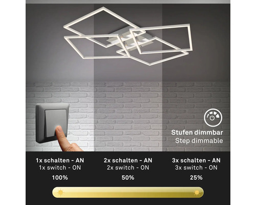 Taklampa med stegdimmerfunktion och ljusintensitetsskala