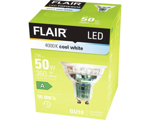 Förpackning för en Flair LED-lampa PAR16/GU10 med kallvitt ljus
