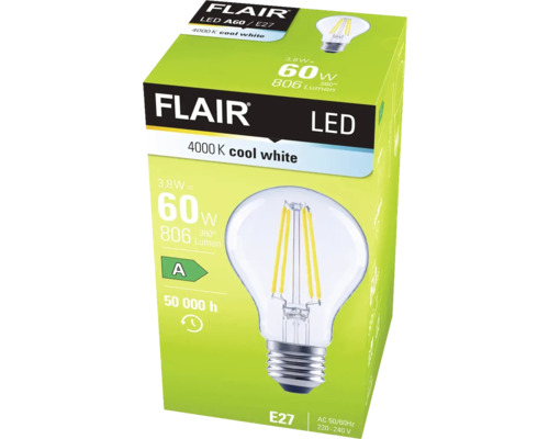 Förpackning för en Flair LED-lampa A60 E27 med 4000 Kelvin