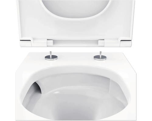 Närbild av en vit toalett med öppet toalettlock