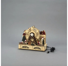 Juldekoration med upplyst pariserhjul i trä