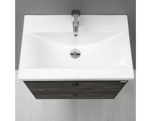 Tvättställ med två lådor, keramisk tvättställ och armatur