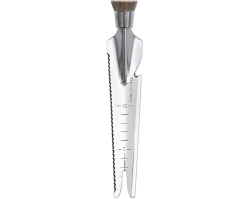 Planteringsspade i rostfritt stål med djupmarkering och trähandtag