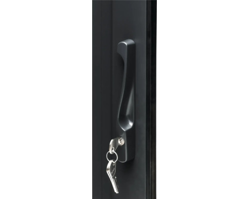 Handtag på en dörr med nyckel i låset