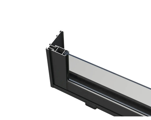 Detaljvy av en fönsterprofil i aluminium med glas