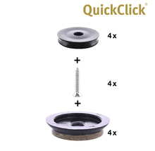 QuickClick glidinsats set bestående av skruvar och glidare för möbler