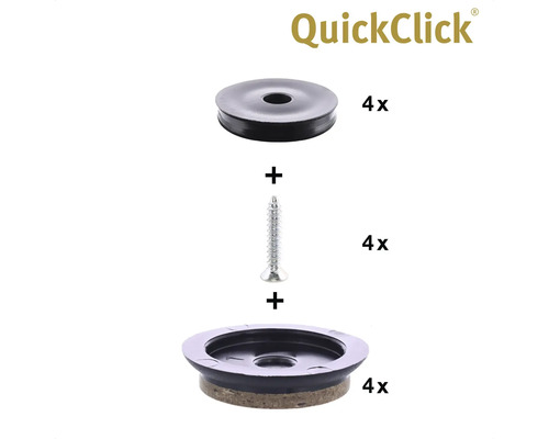 QuickClick möbelglidare set med skruvar, fyra stycken