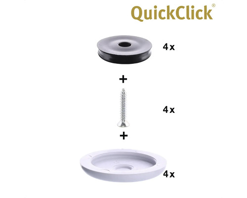 QuickClick fästset med skruvar och underlägg för toalettlock, 4-pack