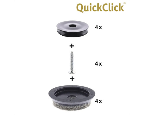 QuickClick möbelglidare set med skruvar, fyra stycken