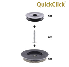 QuickClick möbelglidare monteringssats med skruvar, 4 stycken