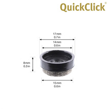 QuickClick möbelglida med måtten 17 mm, 14 mm och 8 mm
