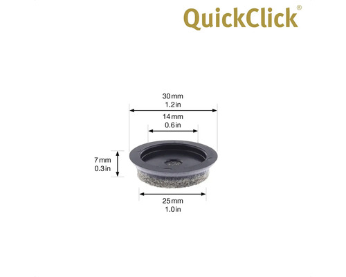 QuickClick möbelglidare med måttangivelser