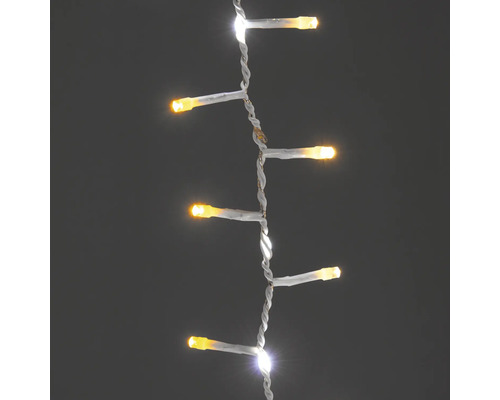 LED-ljusslinga med vit kabel och varmvita lampor