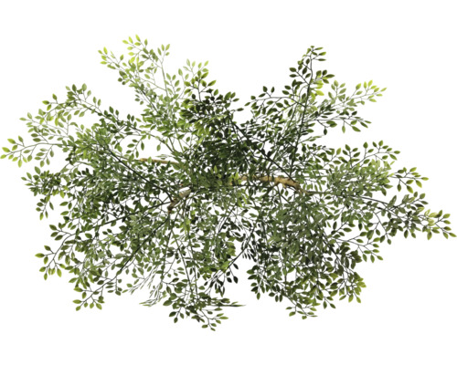 Översikt av ett konstgjort träd med gröna löv.