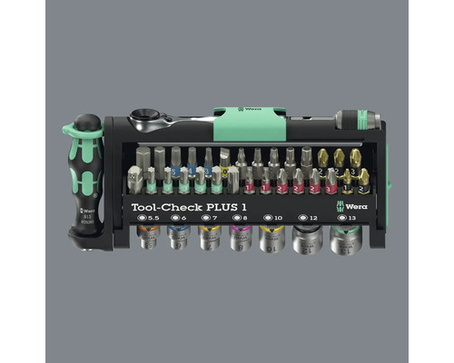 Wera verktygssats med bits, muttrar och spärrskaft