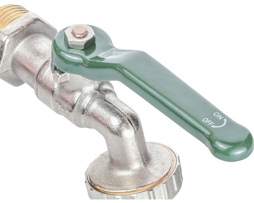 Vattenkran med spakhandtag och symbol för rotationsriktning