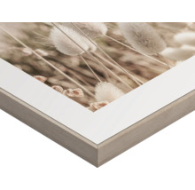 Närbild av en inramad bild med ett blomstermotiv