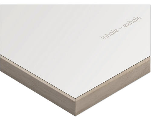 Dekorativ platta med träram och trycket Andas.