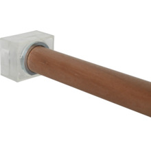 Gardinstång i trä med transparent fäste