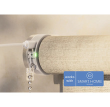 Narbild av rullgardin med USB laddningskabel och statuslampa, kompatibel med SMART HOME by hornbach.