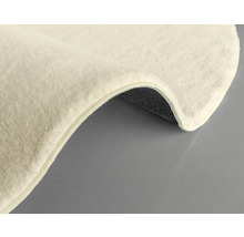 Detaljvy av en matta med lugg och vävd baksida