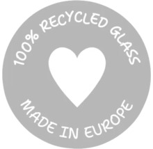 Sigill: 100 procent återvunnet glas, tillverkat i Europa