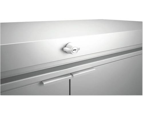 Närbild av ett låsbart skåp med handtag