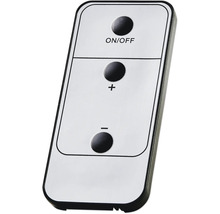 Fjärrkontroll med på- och avknapp samt plus- och minusknapp