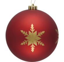 Röd julgranskula med snöflingemönster