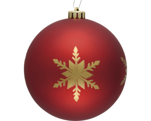 Röd julgranskula med snöflingemönster