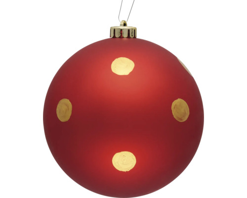 Röd julgranskula med prickar