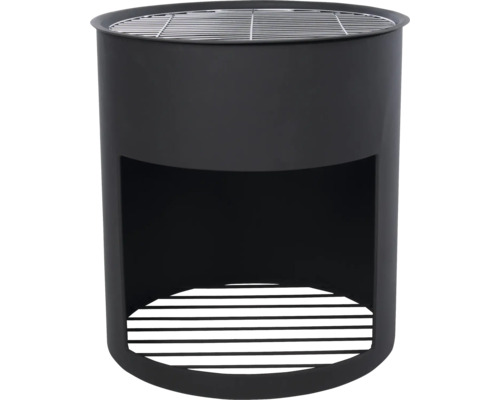 Svart oval kolgrill med grillgaller