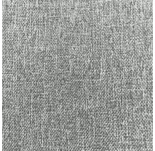 Närbild av grått möbeltyg med linnestruktur